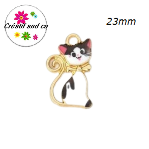 Breloque chat émail 23mm