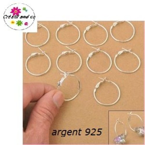 X4 créoles 25mm  plaqué argent 925