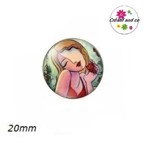 Cabochon visage femme abstrait 20mm
