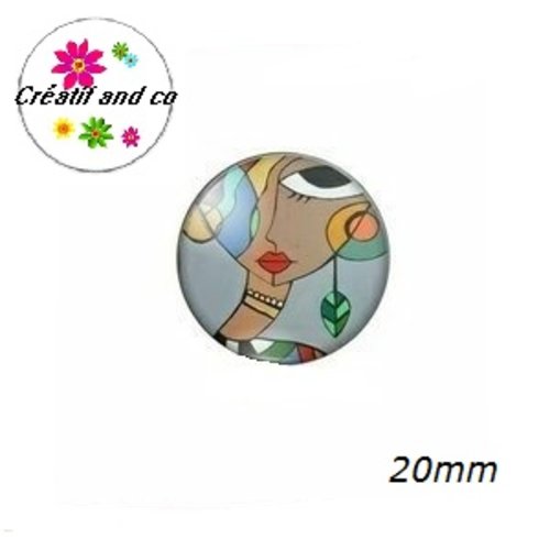 Cabochon visage femme abstrait 20mm