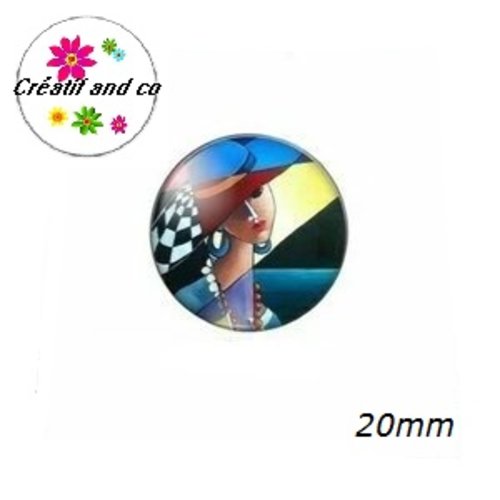 Cabochon visage femme abstrait 20mm