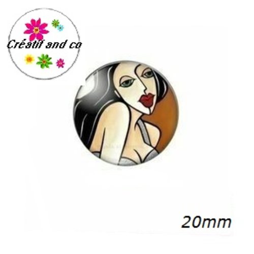 Cabochon visage femme abstrait 20mm