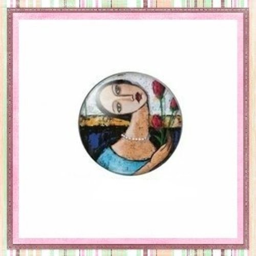 Cabochon visage femme abstrait 20mm