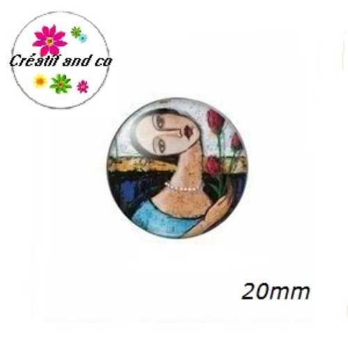 Cabochon visage femme abstrait 20mm