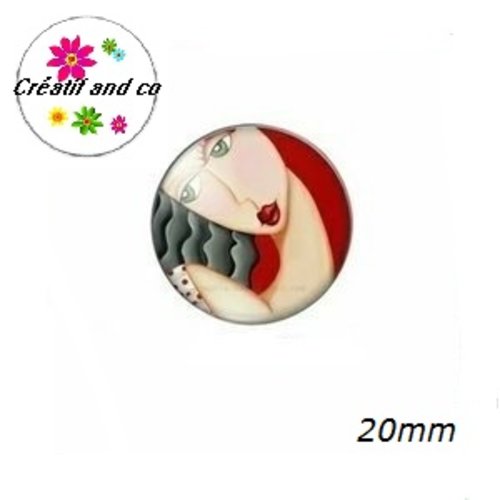 Cabochon visage femme abstrait 20mm