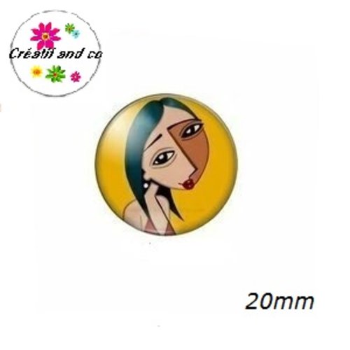 Cabochon visage femme abstrait 20mm