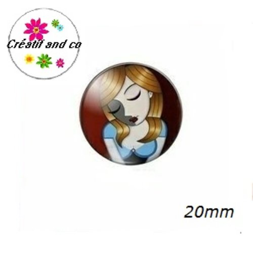 Cabochon visage femme abstrait 20mm