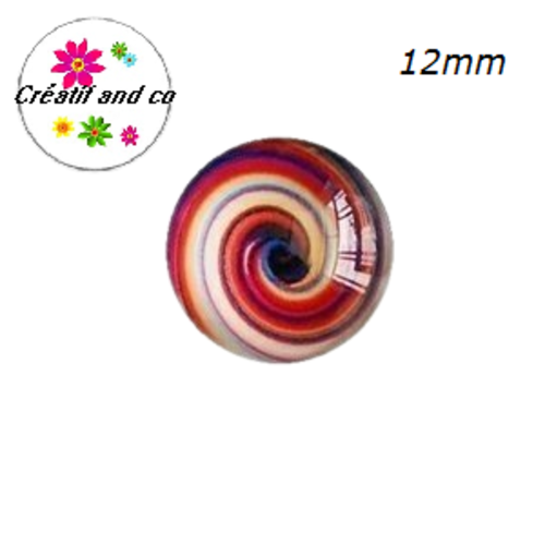 X2 cabochons tourbillon de couleur 12mm