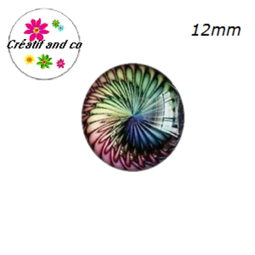 X2 cabochons tourbillon de couleur 12mm