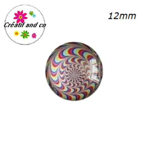 X2 cabochons tourbillon de couleur 12mm