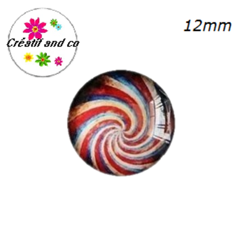X2 cabochons tourbillon de couleur 12mm