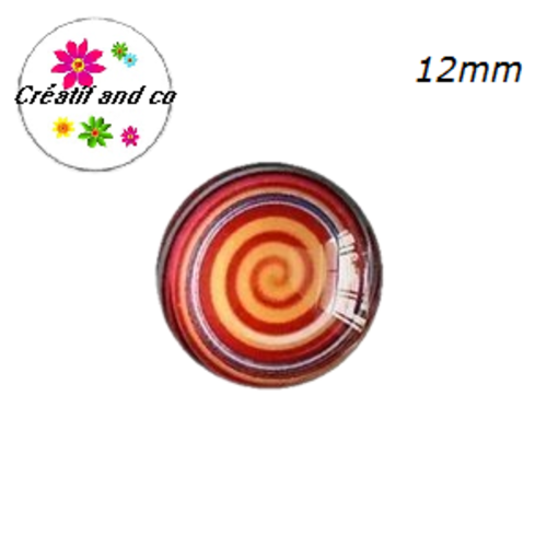 X2 cabochons tourbillon de couleur  12mm