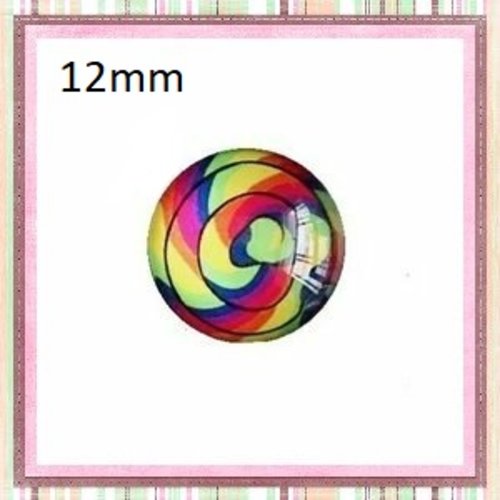 X2 cabochons tourbillon de couleur  12mm