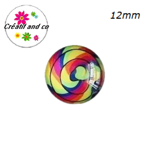 X2 cabochons tourbillon de couleur  12mm