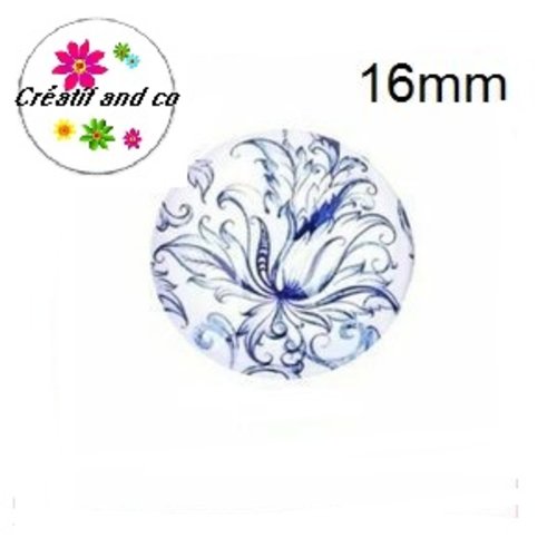 X2 cabochons fleuris 16mm