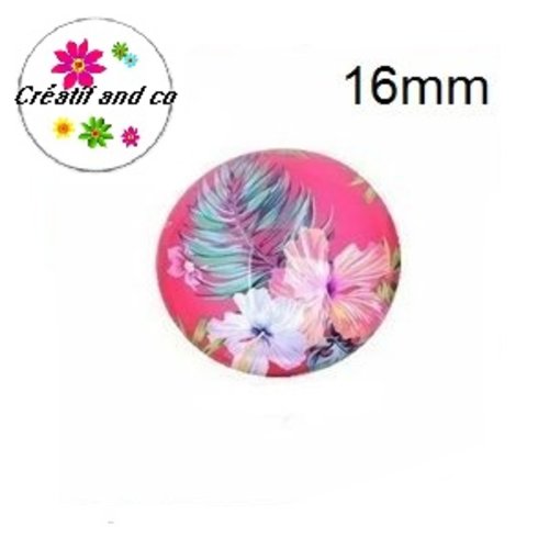 X2 cabochons fleuris 16mm