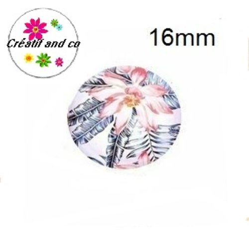 X2 cabochons fleuris 16mm