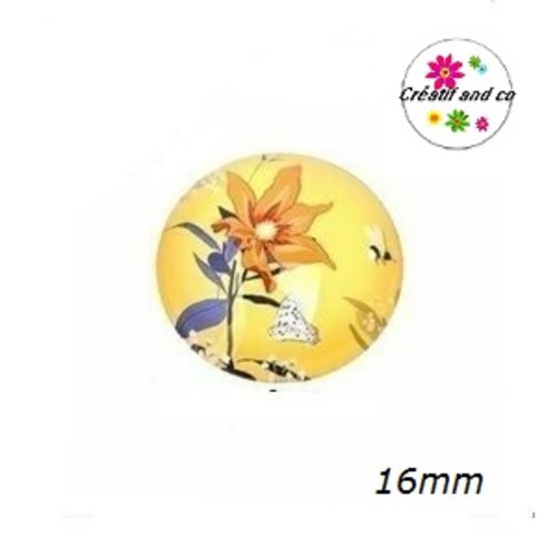 X2 cabochons fleuris 16mm