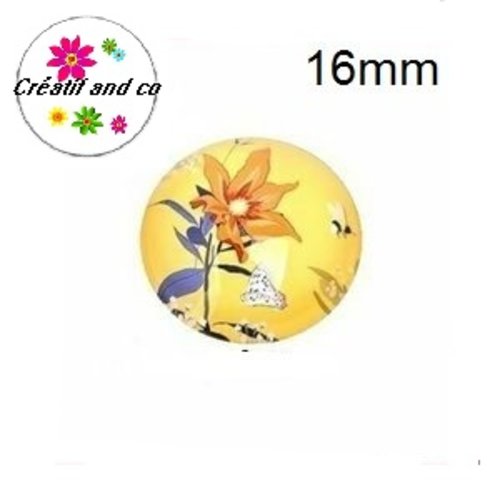 X2 cabochons fleuris 16mm