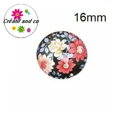 X2 cabochons fleuris 16mm