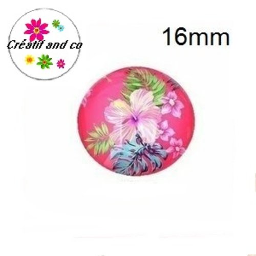 X2 cabochons fleuris 16mm
