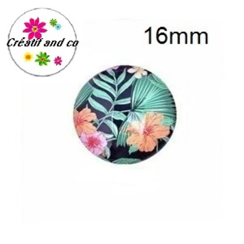 X2 cabochons fleuris 16mm