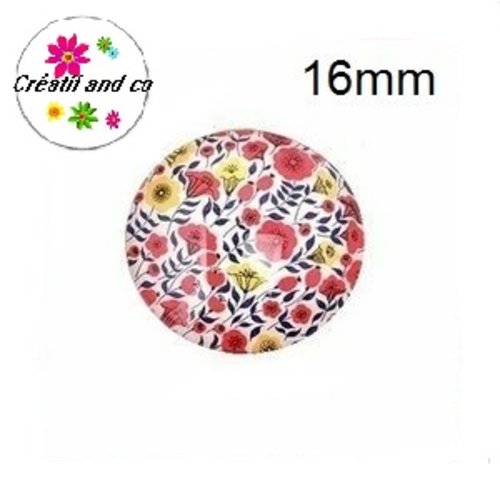 X2 cabochons fleuris 16mm