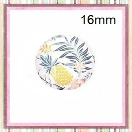 X2 cabochons ananas et feuille 16mm