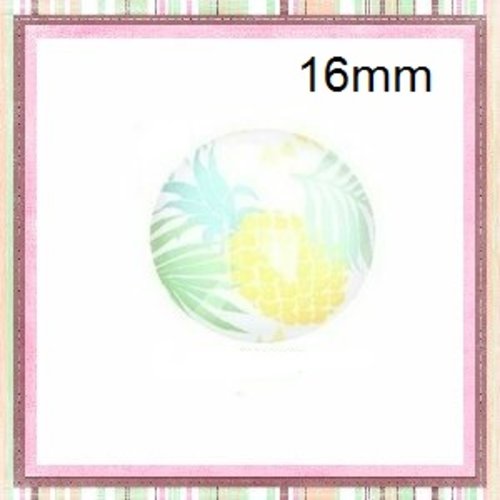 X2 cabochons ananas et feuille 16mm