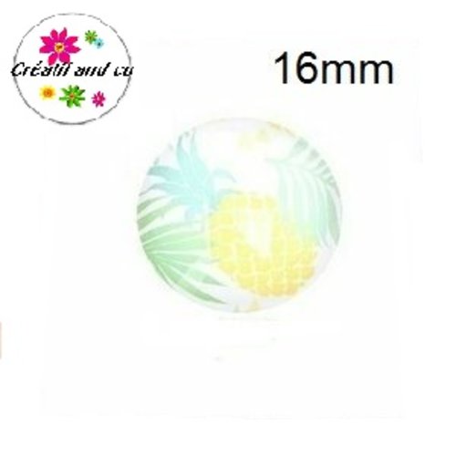 X2 cabochons ananas et feuille 16mm