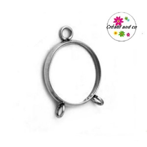 Support acier inoxydable et ses  2 anneaux pour cabochon 16mm