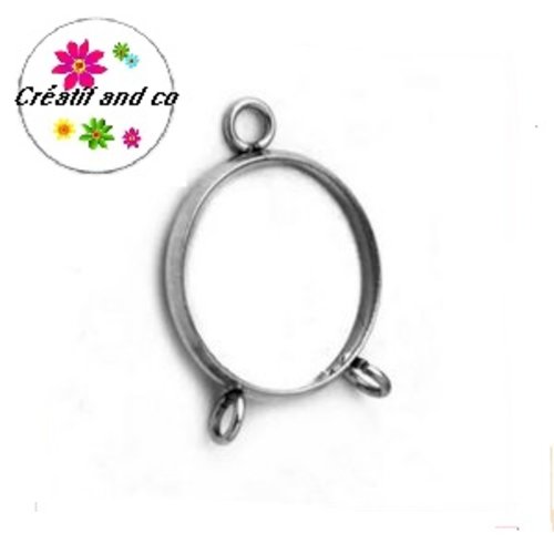 Support acier inoxydable et ses  2 anneaux pour cabochon 16mm