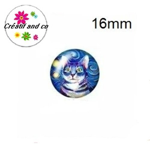X2 cabochons chat 16mm