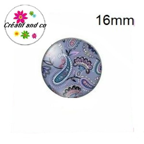 X2 cabochons ton bleu verre 16mm