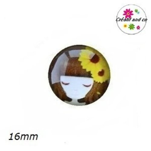 X2 cabochons fille 16mm