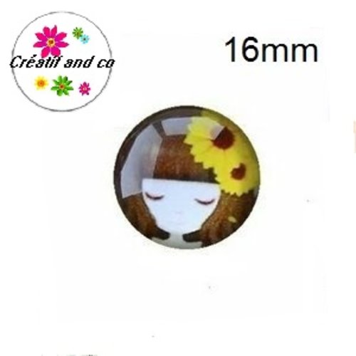 X2 cabochons fille 16mm