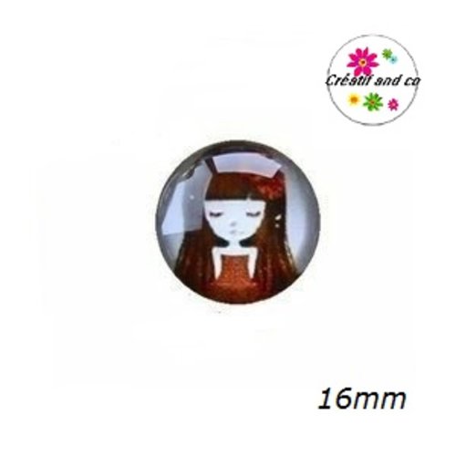 X2 cabochons fille 16mm