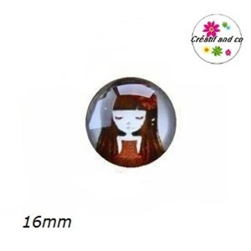 X2 cabochons fille 16mm