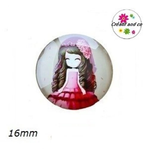X2 cabochons fille 16mm