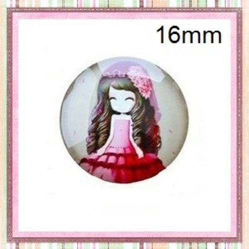 X2 cabochons fille verre 16mm