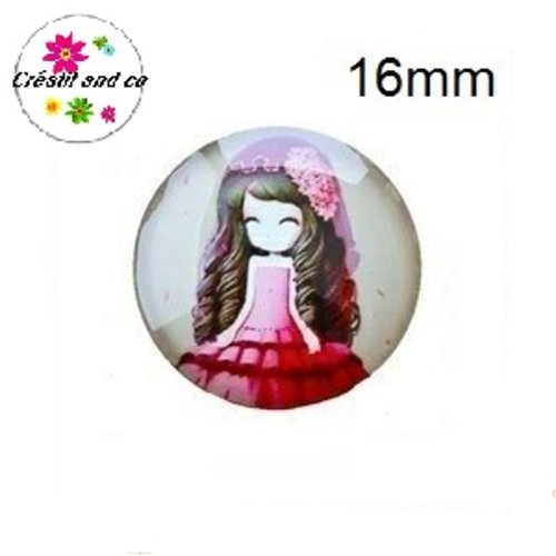 X2 cabochons fille 16mm