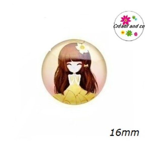 X2 cabochons fille 16mm