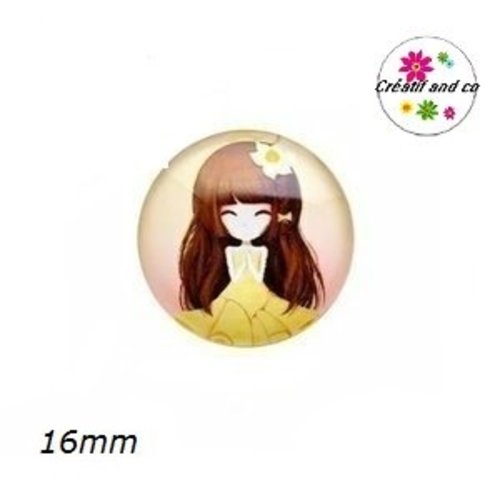 X2 cabochons fille 16mm