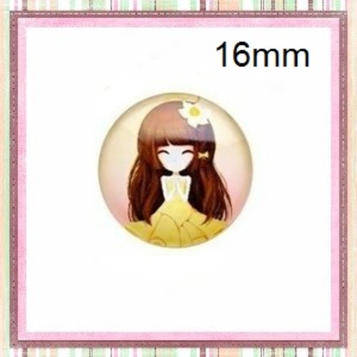 X2 cabochons fille verre 16mm