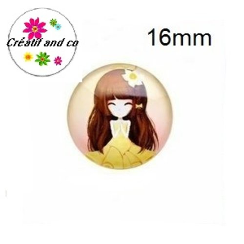 X2 cabochons fille 16mm