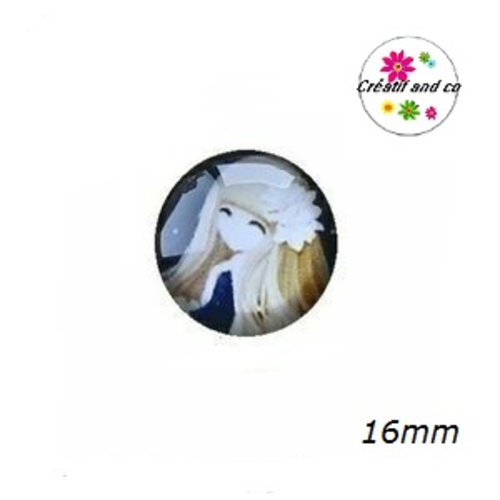 X2 cabochons fille 16mm