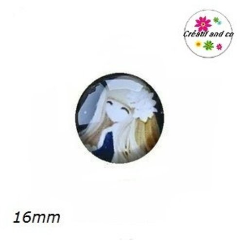 X2 cabochons fille 16mm