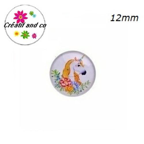 X2 cabochons licorne 12mm