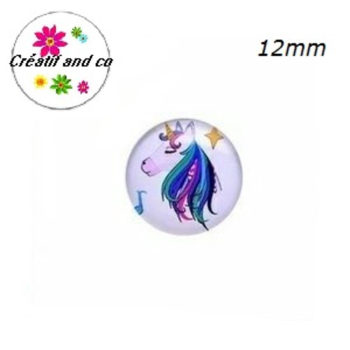 X2 cabochons licorne 12mm