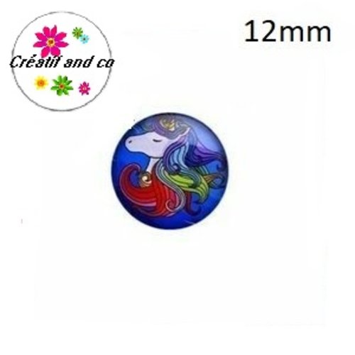 X2 cabochons licorne 12mm
